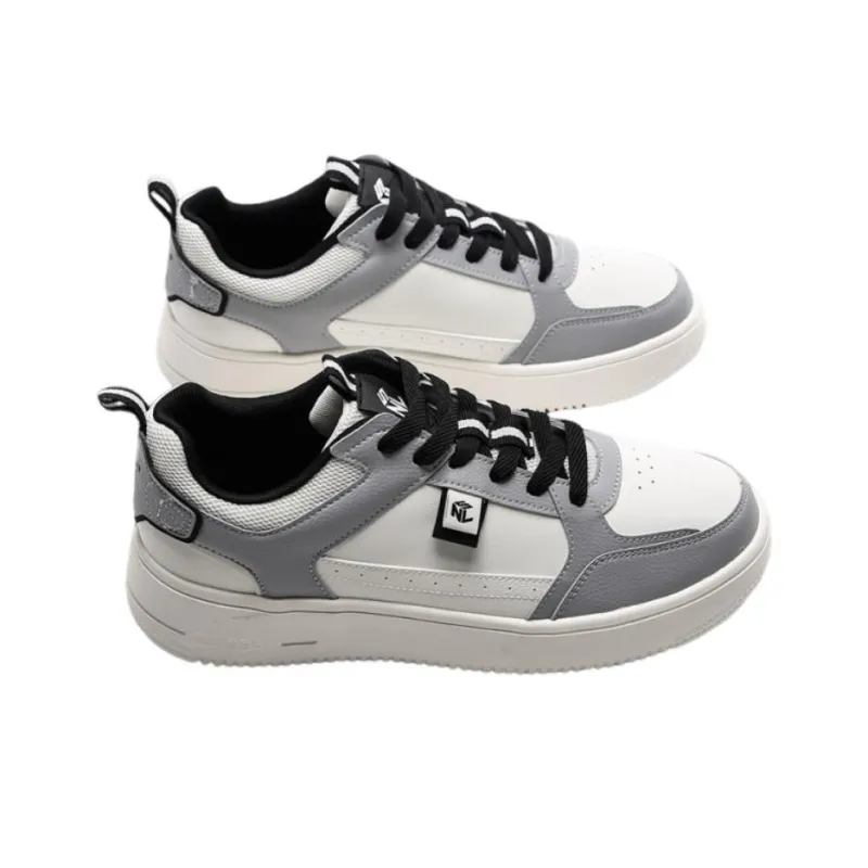 QIAODAN Coverage Slip Resistant Water Resistant Low Top Skateboard Shoes Men's White Gray-2