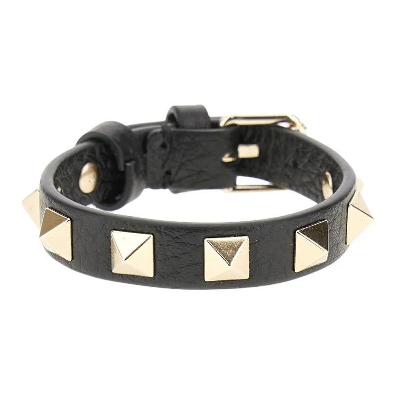 Valentino Metal, Leather Bracelets Women's Black-0