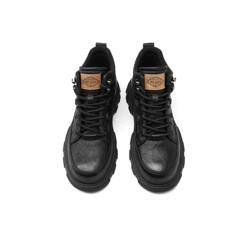 HLA Work Boots Men High Top Black/Brown-2