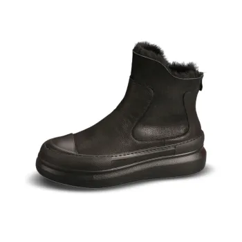 Devanro Warm Wear Resistant Height Increasing Slip Resistant Short Snow Boots Men's Black