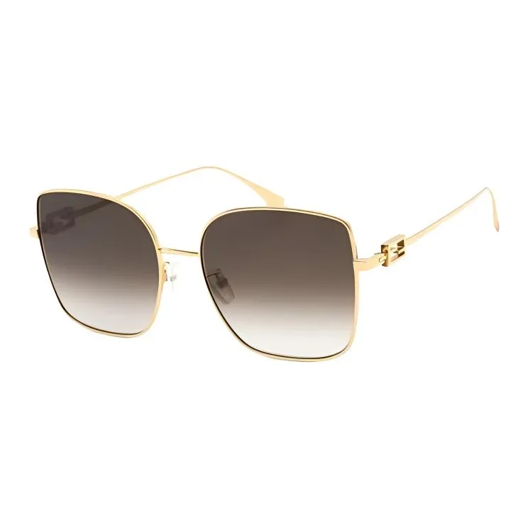 FENDI Stainless Steel Square Sunglasses Unisex Gold-0