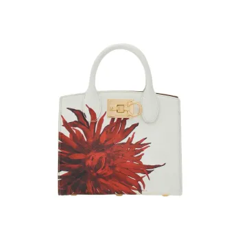 FERRAGAMO Studio Calfskin One Shoulder Handbags Small Size Women's White & Red