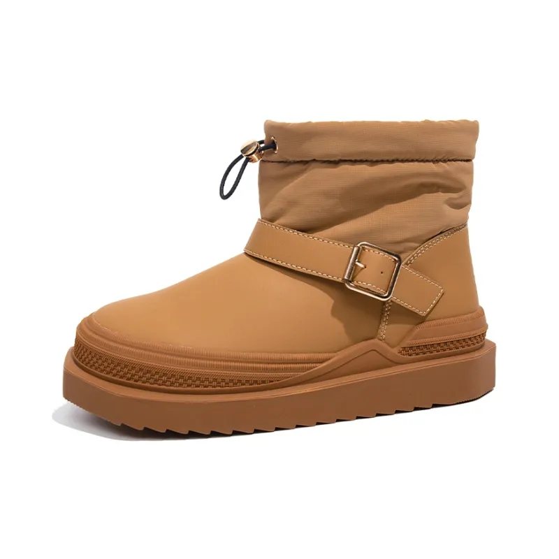 Warrior Thermal Coverage Height Increasing Abrasion Resistant Slip Resistant Ankle Length Snow Boots Women's Camel-0