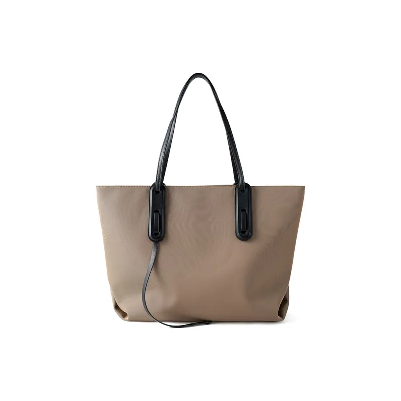 Vigno Synthetic Leather Tote Bag, Shopping Bag, Handbag, Shoulder Bag Women's Khaki/Black-16