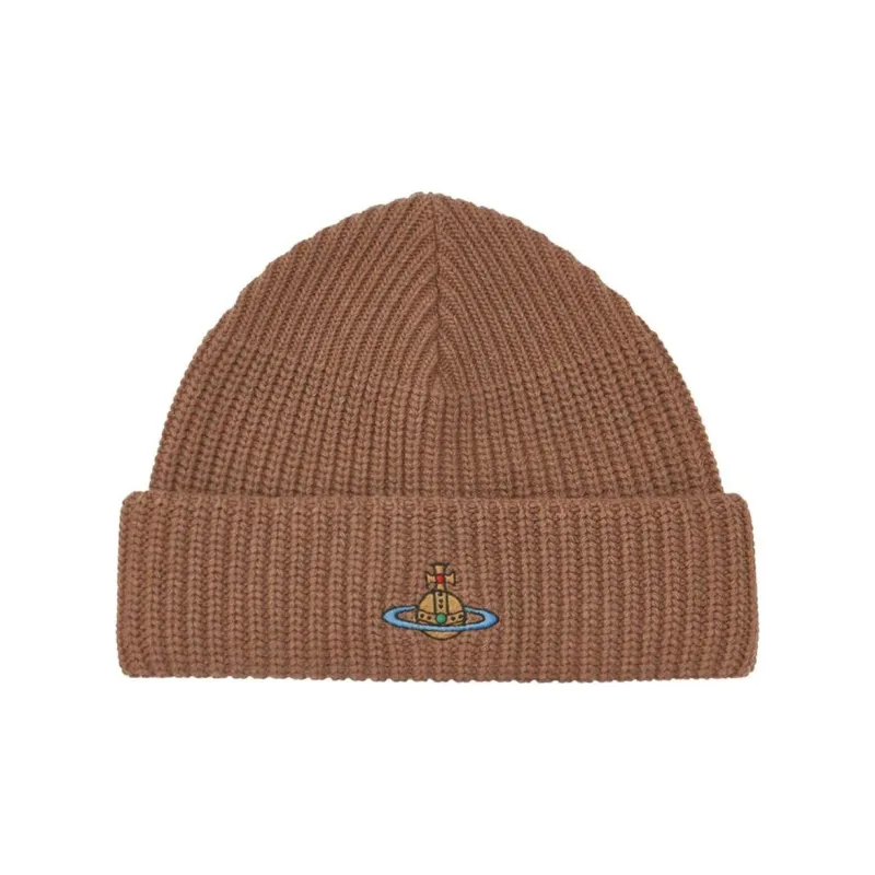 Vivienne Westwood Knitted Fabric Beanies Women's Dark Brown-0