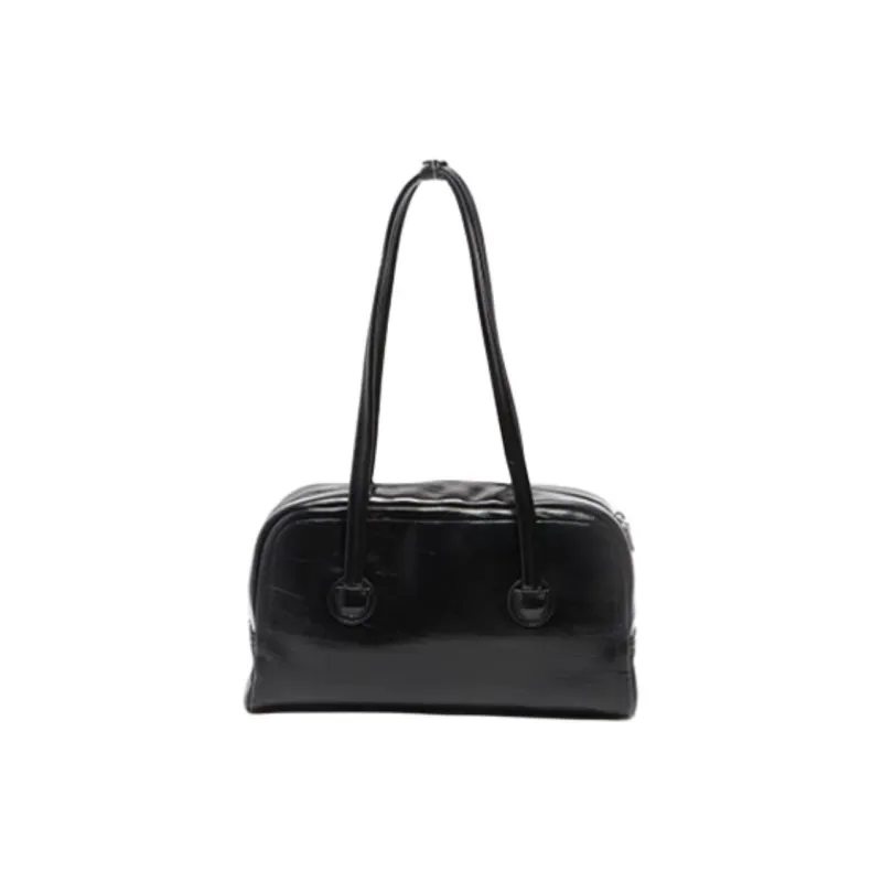 Three Blessings PU Shoulder Bag Medium Size Women's Brown/Black-6