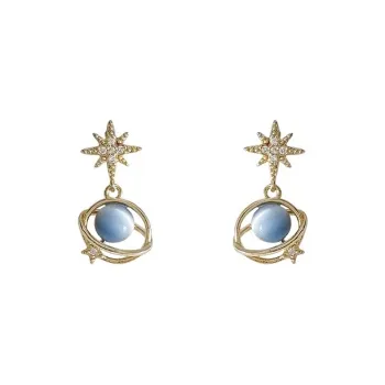 Danqin Glass Cat Eye 925 Sterling Silver Stud Earrings Women's