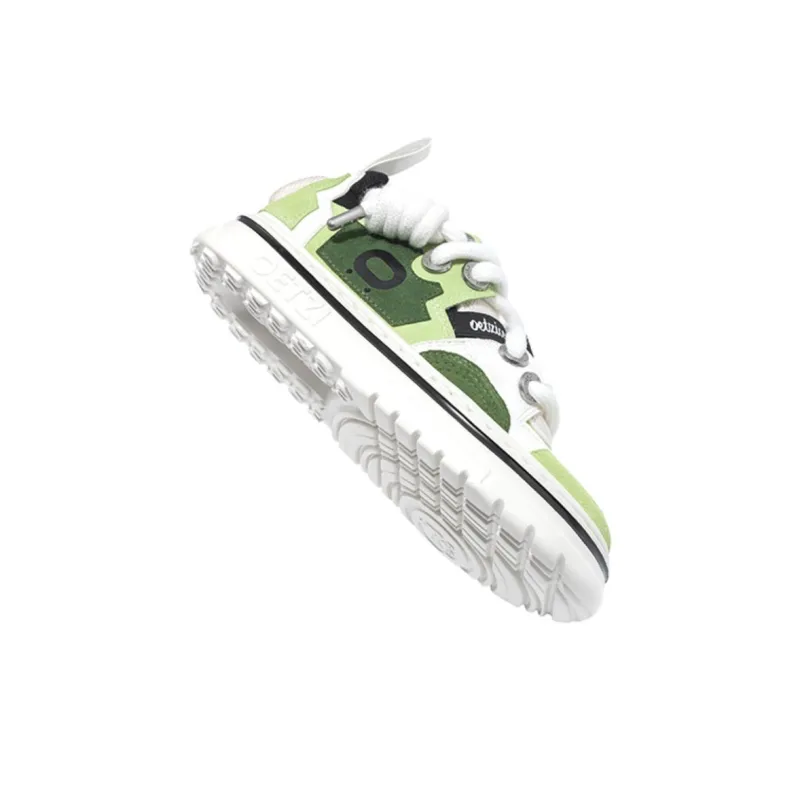 OETZI Ice Man Oz Wear-Resistant Lightweight Height Increasing Low-Top Skateboard Shoes Unisex White Green-4