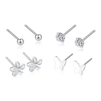 LUCA Sterling Silver Stud Earrings Women's Business Casual Versatile Gift Box Set