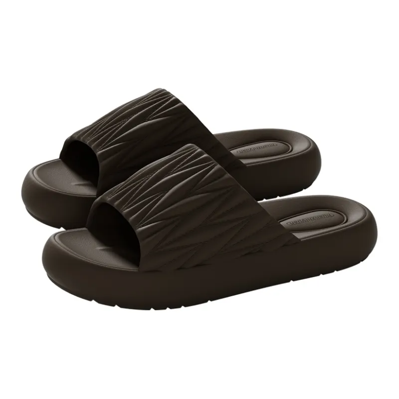 Warm Edge Pleated Slippers Summer Home Indoor Minimalist Style Slip Resistant Couple Bathroom Bathing Home Slippers-6
