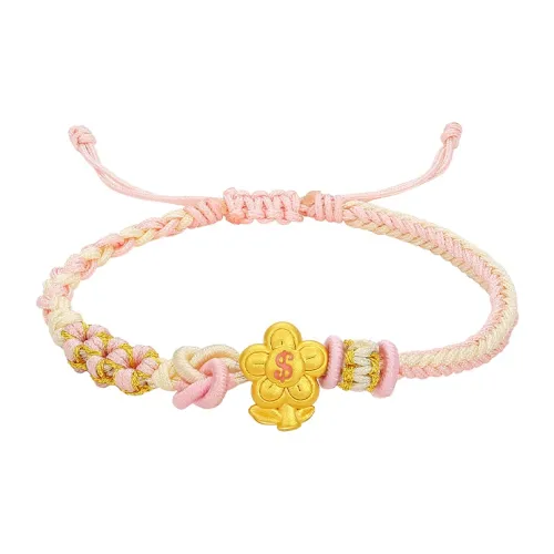 ZHOU LIU FU 5D Hard Gold Pricing Wealth Bracelet Happiness Money Journey Solid Gold Fixed Price Gold Bracelet Women's