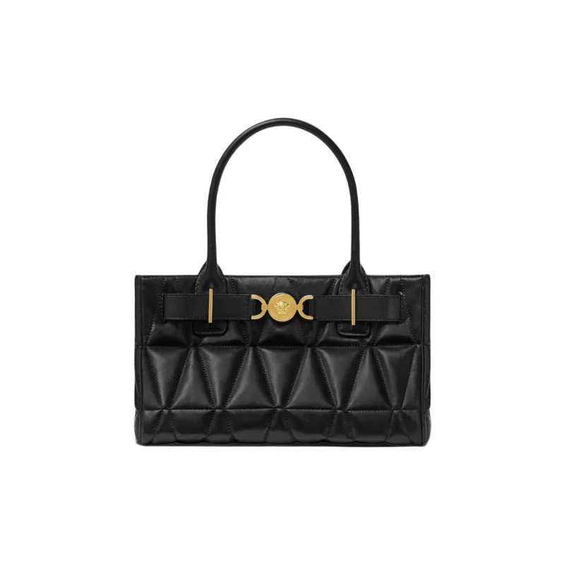 VERSACE Medusa '95 Lambskin Tote Bag Shopping Bag Shoulder Bag Handbag Medium Size Women's Black-0
