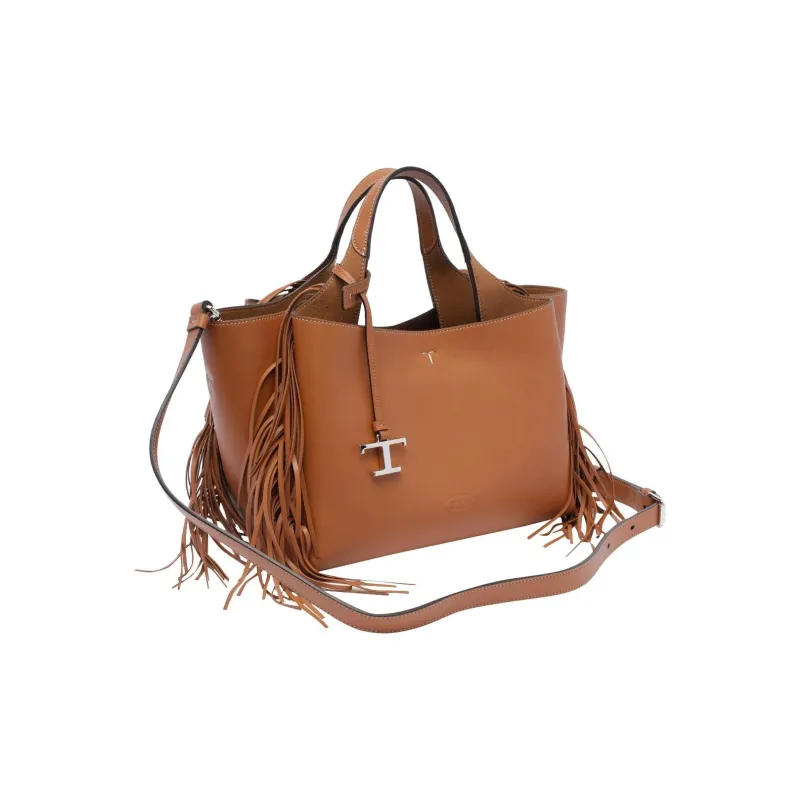 TOD'S Fringe Detailed T Logo Plaque Tote Bag-1