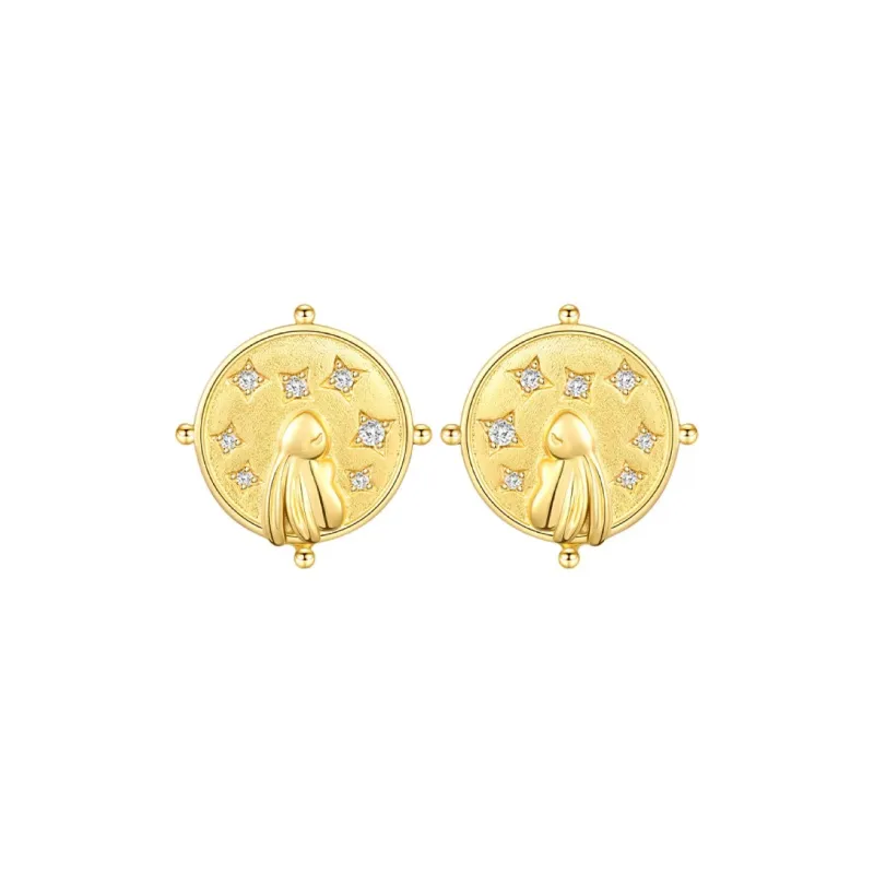 Social Talent Copper Gold Plated 18K 925 Sterling Silver Needle Stud Earrings Women's Gold-6