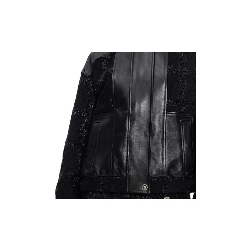 VERSACE Long-Sleeved Leather Jacket-3