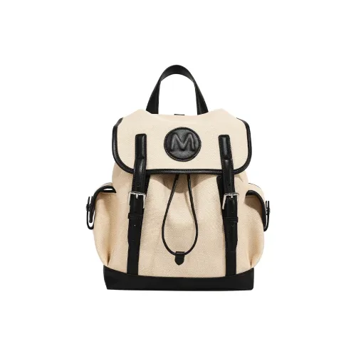 Miao Di Water-Repellent PU Leather Drawstring Backpack Regular Women's Mist White