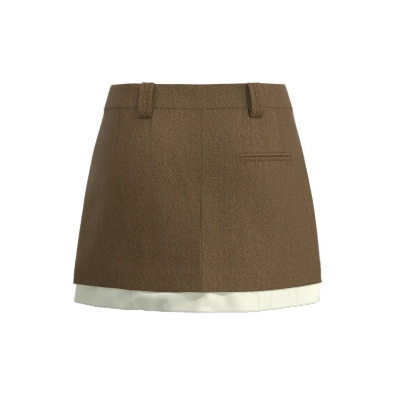 URBAN REVIVO Casual Short Skirts Women's Brown-1