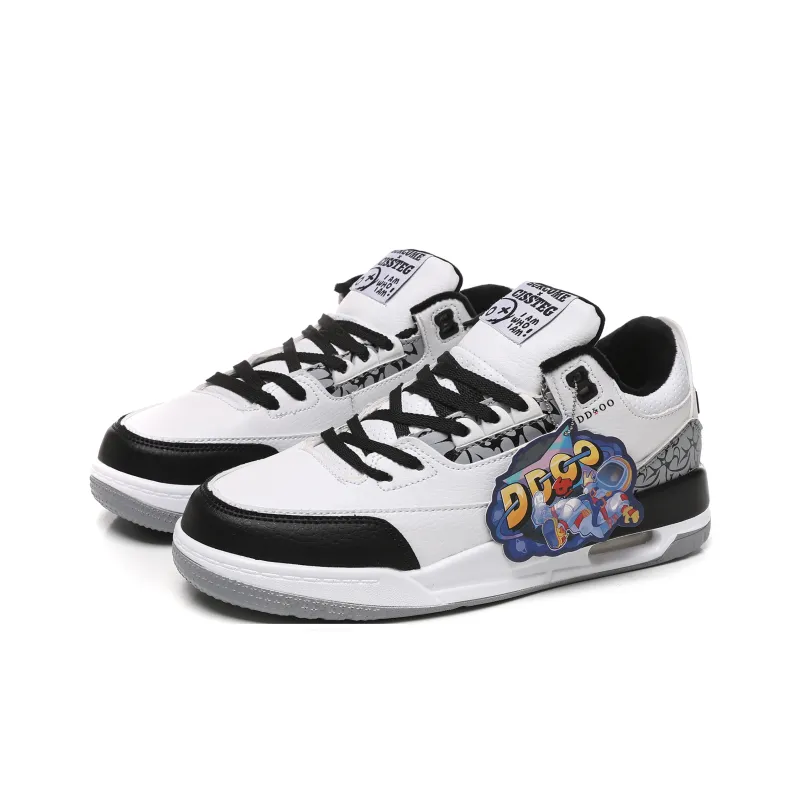 DD&OO Coverage Slip Resistant Waterproof Low Top Skateboard Shoes Unisex White Blue-38