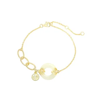 Long Fu Hetian Jade Bracelets White Jade/Pale Greenish White Jade Women's