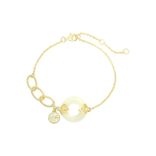 Long Fu Hetian Jade Bracelets White Jade/Pale Greenish White Jade Women's