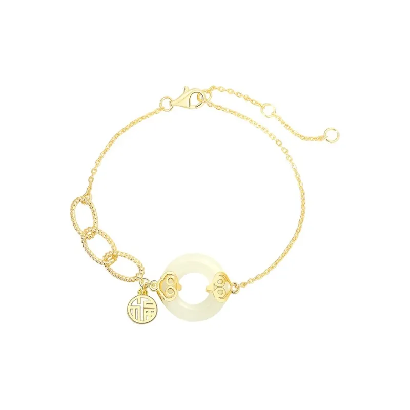 Long Fu Hetian Jade Bracelets White Jade/Pale Greenish White Jade Women's-0