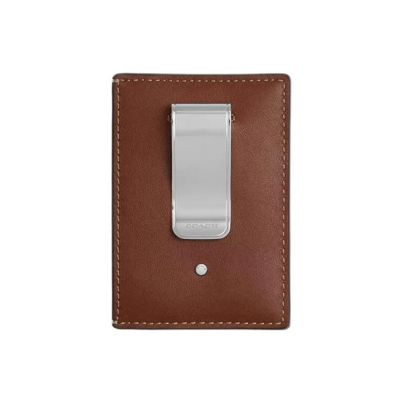 COACH Grain Leather Card Holder Mini Men's Redwood-1