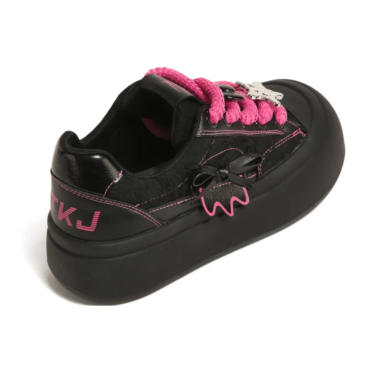 TTKJ Cushioning Height Increase With Slip Resistant Properties Low Top Skateboard Shoes Women's Sweetheart Rose Red-3