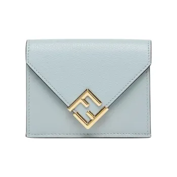 FENDI FF Diamonds Series Calfskin Wallet Medium Size Women's Light Blue
