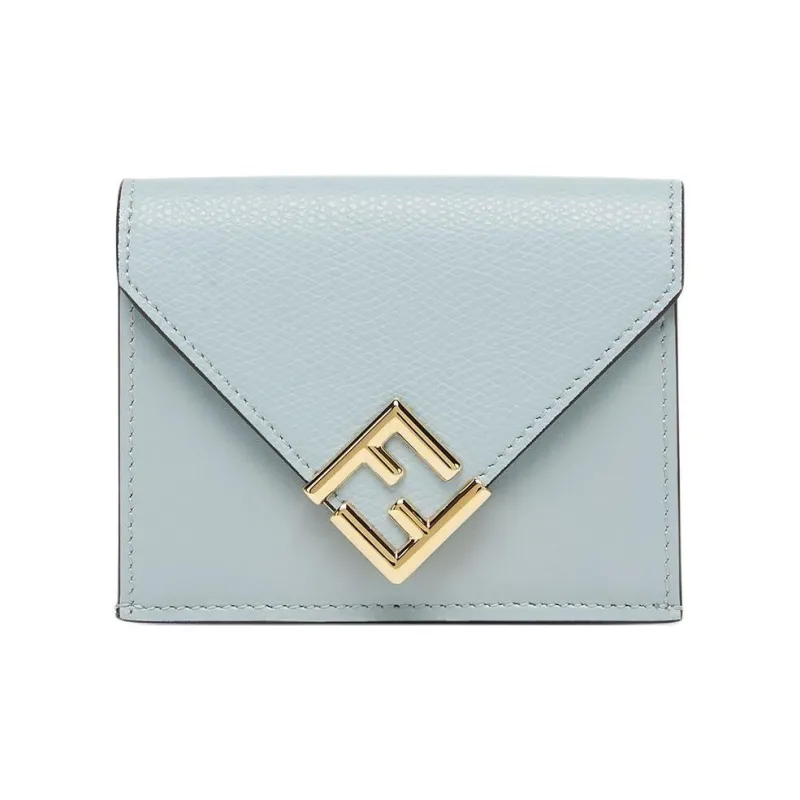 FENDI FF Diamonds Series Calfskin Wallet Medium Size Women's Light Blue-0