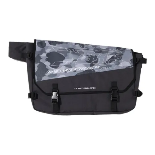 A BATHING APE Honeycomb Camo Messenger Bag Grey