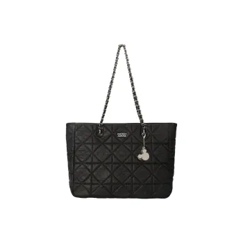 Disney Mickey Series Polyurethane Synthetic Leather Tote Handbag, Shoulder Bag, Chain Bag Large Size Women's Black