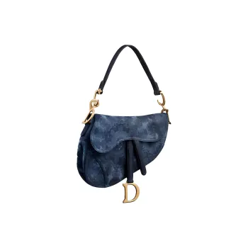 DIOR Saddle Denim Saddle Bag, Portable Crossbody Bag, Shoulder Bag Women's Denim Blue