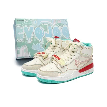 CVOJOO Stars Collection Slip Resistant High Top Skateboard Shoes Unisex Peach Cheese