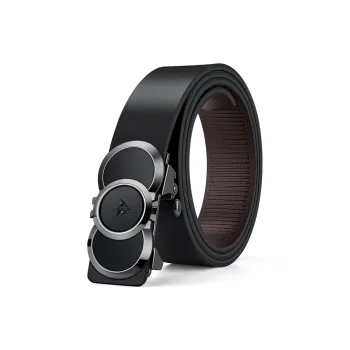 WilliamPOLO Cow Leather Leather Belts Men's Black Width 3.4cm