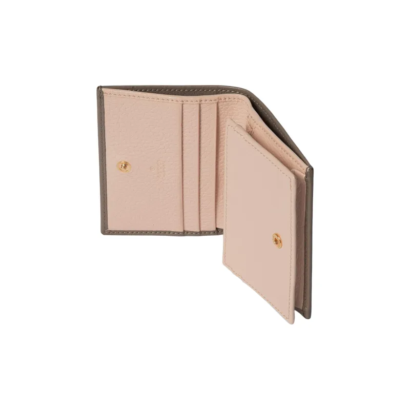 GUCCI GG Marmont Leather Card Holder Trumpets Women's Taupe-4