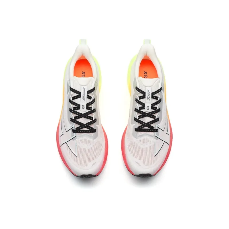 XTEP 2000km 3.0 Anti Slip Wear Resistant Low Top Training Running Shoes Men's Sail White Fluorescent Lime Green-4