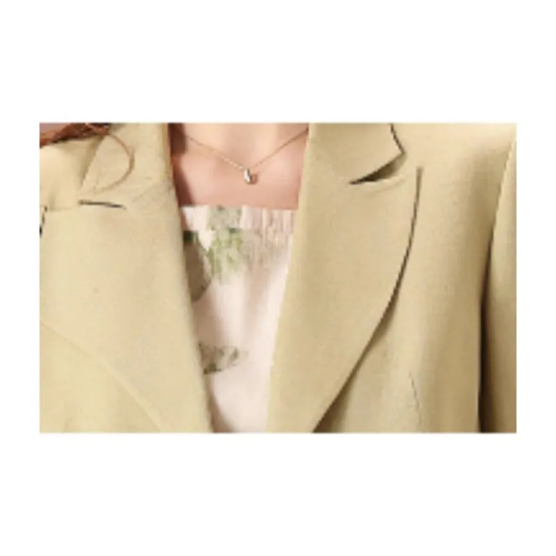 FENHONGMALI Business Suit Women's Mustard Green-2