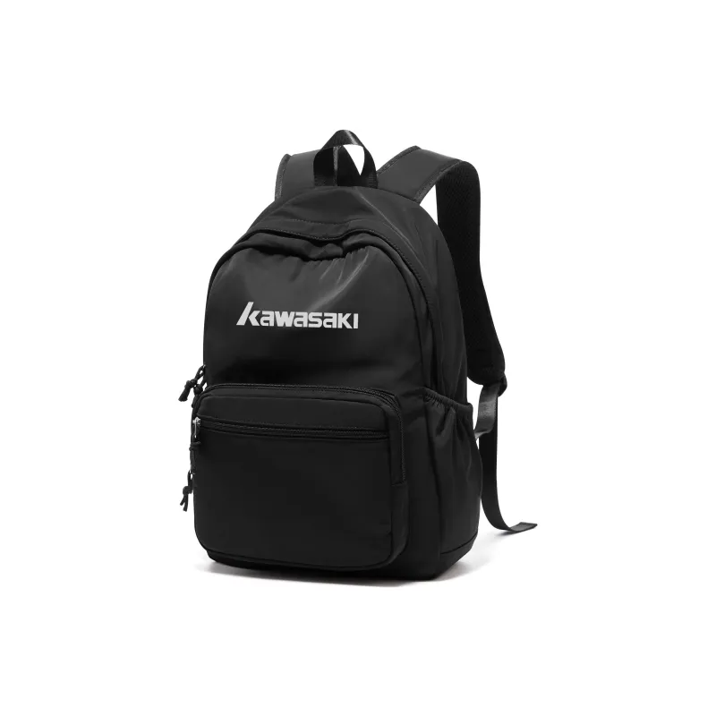 Kawasaki Fabric Backpack Travel Bag Unisex Black/Ecru/Light Blue-13
