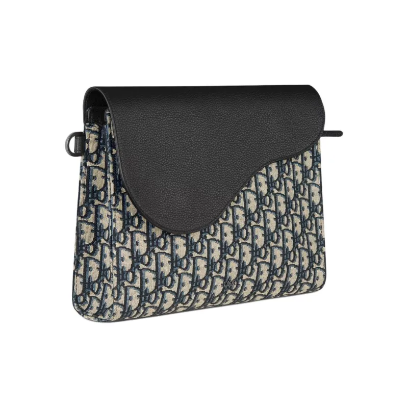 DIOR Cotton With Cow Leather Clutch Unisex Beige & Black-1