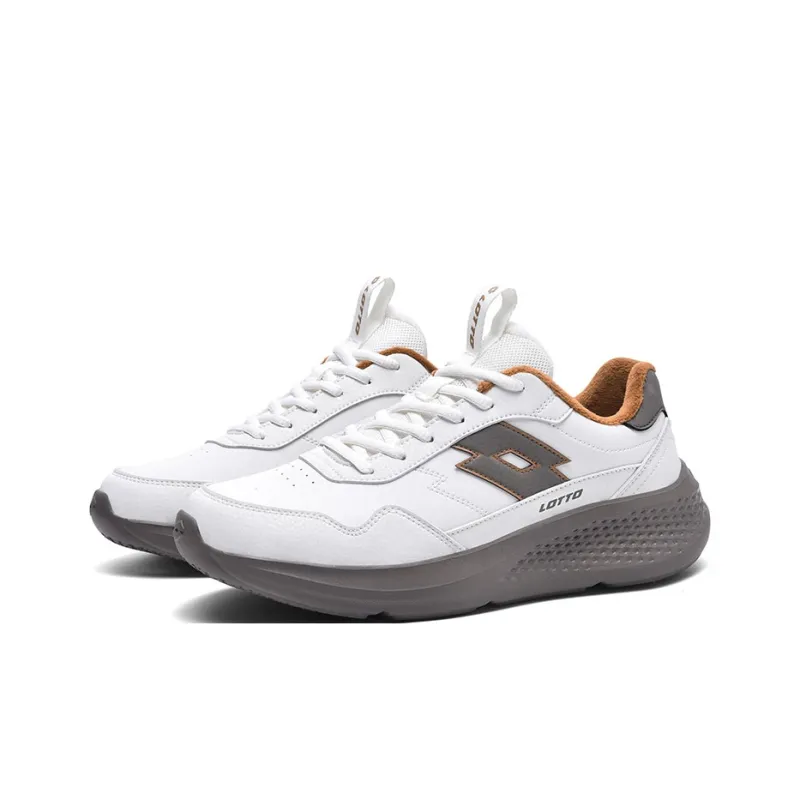 LOTTO Cushioned Slip Resistant Low Top Marathon Running Shoes Men's White Gray-1