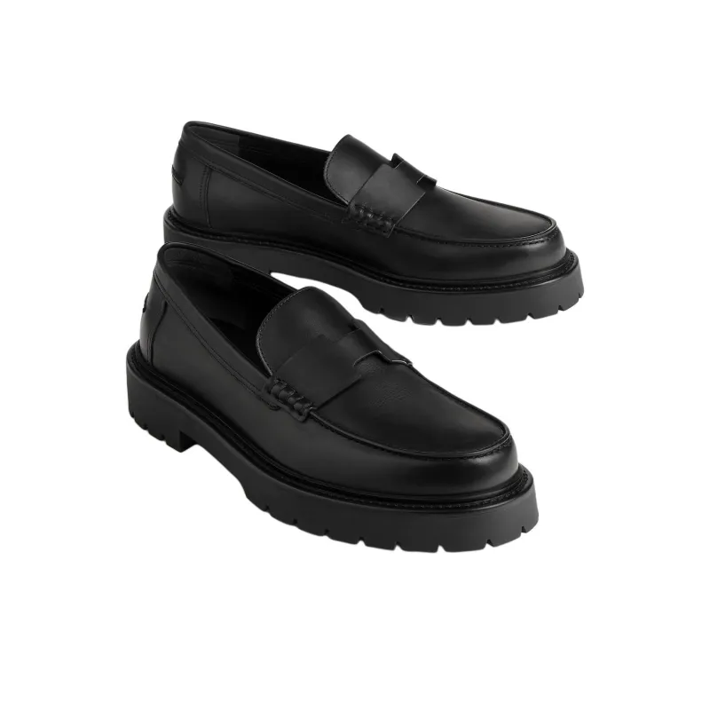 HERMES Loafers Men Black-2