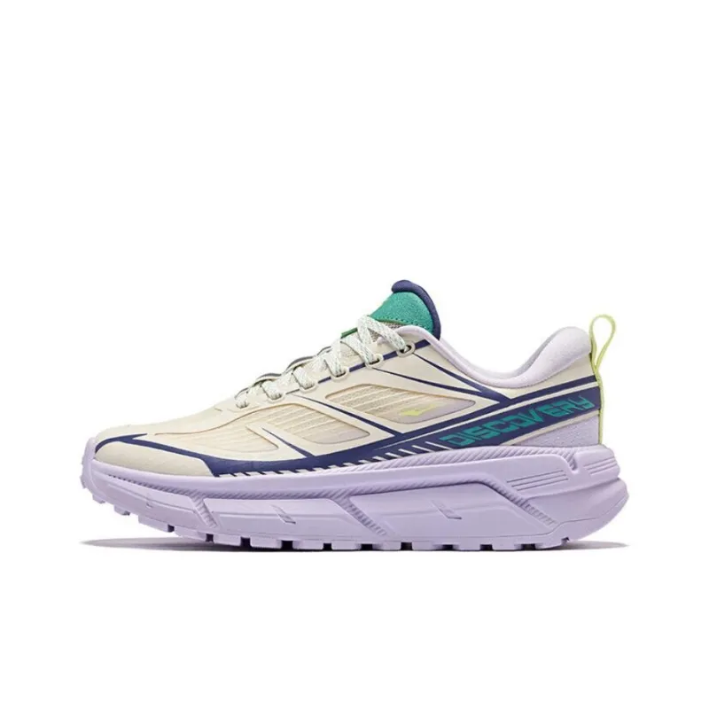 Erke Anti Slip And Wear Resistant Coverage Low Top Chunky Sneakers Women's Beige Purple-0