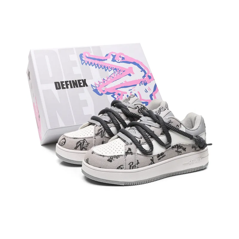 DEFINEX Skateboard Shoes Unisex Low Top White-14