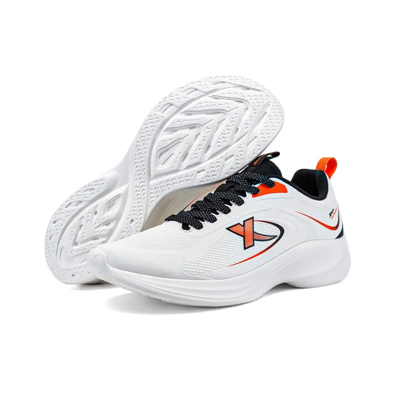 XTEP Shock absorbing And Waterproof Low Top Running Shoes Men's White Orange-5