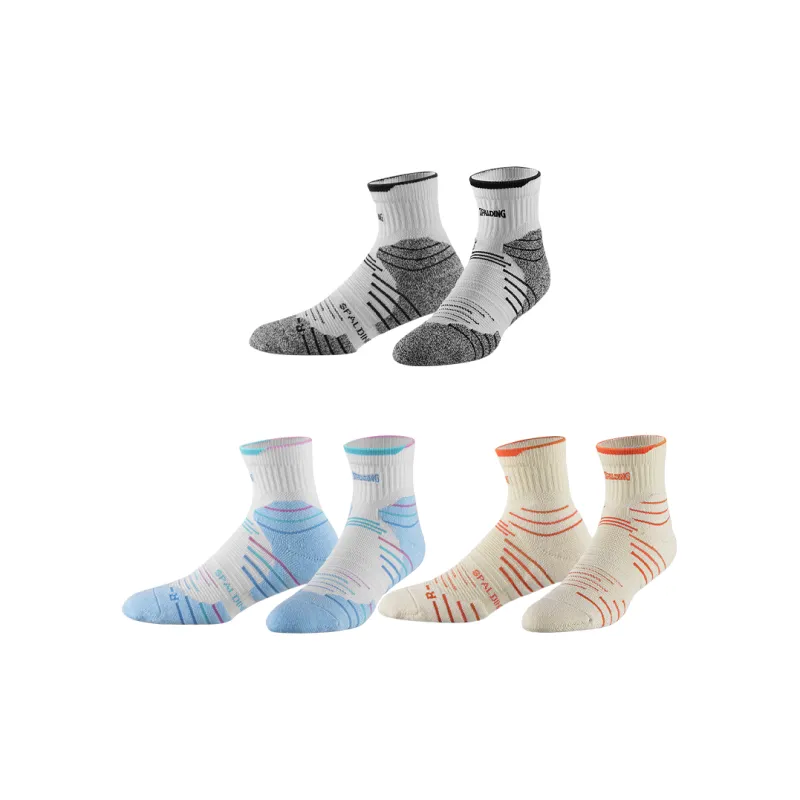 SPALDING Professional Basketball Socks Trendy Versatile Warm And Elite Compression Unisex 3 Pack White/Black-15