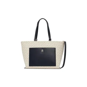 Tommy Hilfiger TH Monogram Polyurethane Tote Bag Shopping Bag Handbag Regular Women's Space Blue