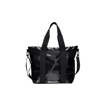 Rains Polyester Bonded Polyurethane Coating Tote Bag Shopping Bag Shoulder Bag Crossbody Bag Handbag Mini Unisex Black