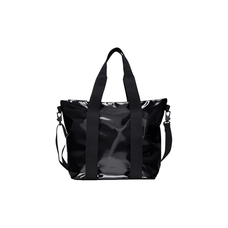 Rains Polyester Bonded Polyurethane Coating Tote Bag Shopping Bag Shoulder Bag Crossbody Bag Handbag Mini Unisex Black-0