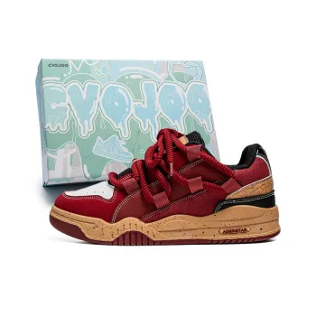 CVOJOO Low Top Skateboard Shoes Men's Burgundy