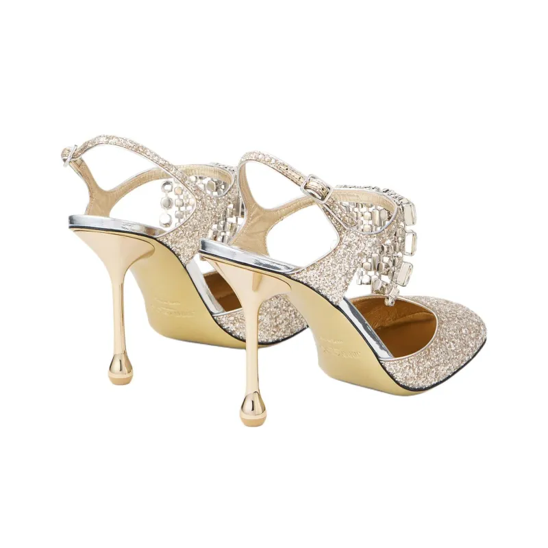 Jimmy Choo Verity Irregular Heel High Heels 9.5cm Women's Gold-4